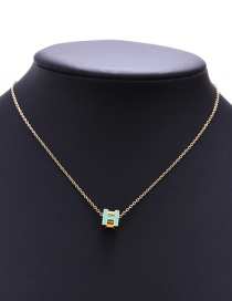 Fashion Blue Titanium Steel Drop Oil Letter Pendant Necklace