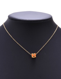 Fashion Orange Titanium Steel Drop Oil Letter Pendant Necklace