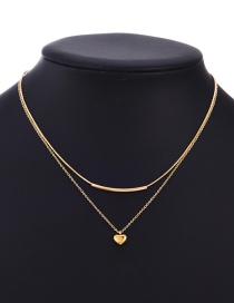 Fashion Gold Titanium Steel Double Heart Pendant Necklace