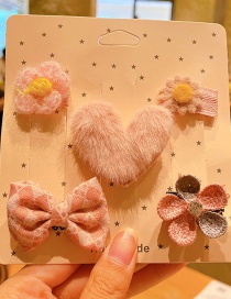 Fashion Plush Love 5-piece Set Alloy Knitted Flower Hairpin