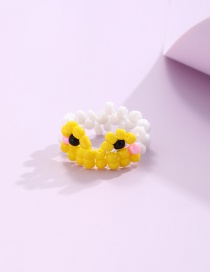 Fashion Yellow Rice Beads Frog Ring
