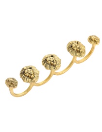 Fashion Gold Alloy Lion Head Finger Ring