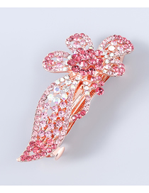 Fashion Pink Alloy Inlaid Rhinestone Flower Hairpin