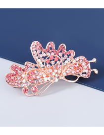 Fashion Pink Alloy Inlaid Rhinestone Butterfly Hair Clip