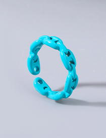 Fashion Blue Copper Drip Oil Geometric Ring