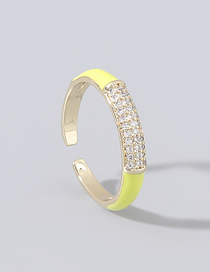 Fashion Yellow Copper And Rhinestone Geometric Ring