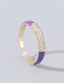 Fashion Purple Copper And Rhinestone Geometric Ring