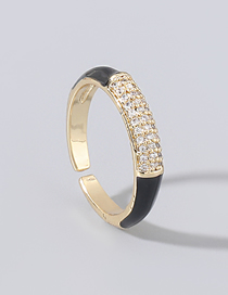 Fashion Black Copper And Rhinestone Geometric Ring