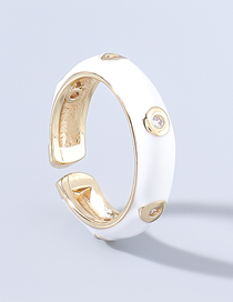 Fashion White Copper And Rhinestone Geometric Drip Ring