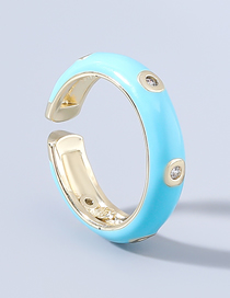 Fashion Blue Copper And Rhinestone Geometric Drip Ring