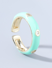 Fashion Turquoise Copper And Rhinestone Geometric Drip Ring