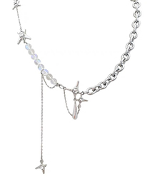 Fashion White Sparkling Diamond Star Drop Necklace