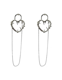 Fashion White Alloy Hollow Heart Tassel Earrings