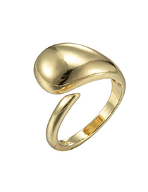 Fashion Golden-2 Stainless Steel Irregular Drop Open Ring