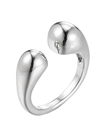 Fashion Silver-3 Stainless Steel Irregular Drop Open Ring