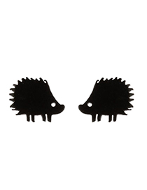 Fashion Black Stainless Steel Hedgehog Ear Studs