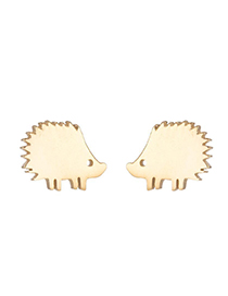 Fashion Gold Stainless Steel Hedgehog Ear Studs