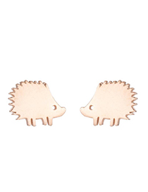 Fashion Rose Gold Stainless Steel Hedgehog Ear Studs