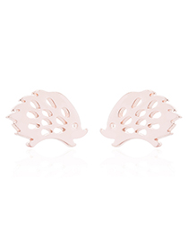 Fashion Rose Gold-2 Stainless Steel Hedgehog Ear Studs