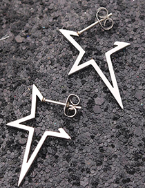 Fashion Steel Color Stainless Steel Geometric Five-pointed Star Earrings