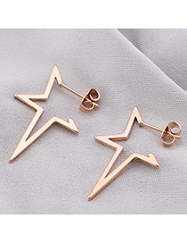 Fashion Rose Stainless Steel Geometric Five-pointed Star Earrings