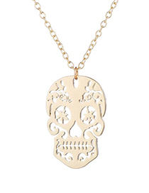 Fashion Gold Halloween Hollow Skull Necklace