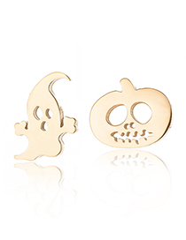 Fashion Gold Halloween Spooky Pumpkin Ghost Head Stud Earrings