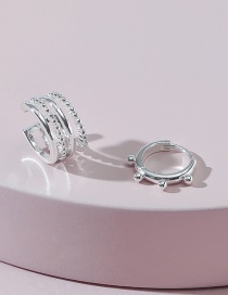 Fashion Silver Unilateral Asymmetric Geometric Ear Ring Set
