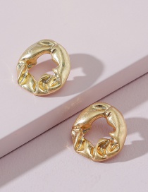 Fashion Gold Irregularly Pleated Metal Earrings
