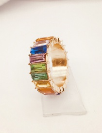 Fashion Gold Color Alloy Inlaid Zirconium Geometric Ring