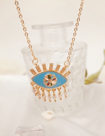 Fashion Eye Copper Inlaid Zirconium Drip Oil Eye Necklace