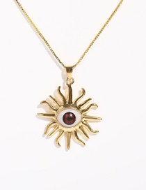 Fashion Coffee Color Gold-plated Copper Eye Necklace