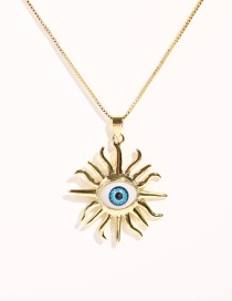 Fashion Sky Blue Gold-plated Copper Eye Necklace