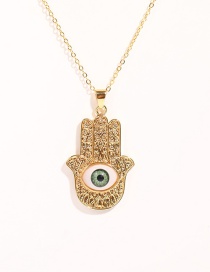 Fashion Green Copper Plated Real Gold Palm Eye Necklace