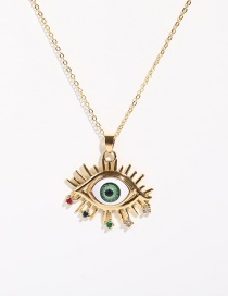 Fashion Green Copper Inlaid Zirconium Eye Necklace
