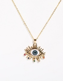 Fashion Dark Blue Copper Inlaid Zirconium Eye Necklace