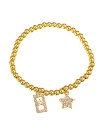 Fashion Gold Color Copper Inlaid Zirconium Five-pointed Star Beaded Bracelet