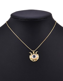 Fashion Black Copper Inlaid Zirconium Eye Crescent Necklace