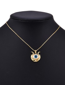 Fashion Blue Copper Inlaid Zirconium Eye Crescent Necklace