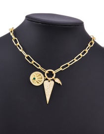 Fashion Gold Color Copper Inlaid Zirconium Heart Necklace