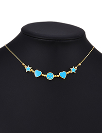 Fashion Blue Copper Drop Oil Love Smiley Face Necklace