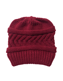 Fashion Claret Knitted Woolen Hat