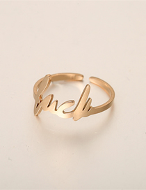 Fashion Rose Gold Titanium Steel Letter Ring