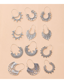 Fashion 5# Alloy Geometric Woven Hollow Earrings Set