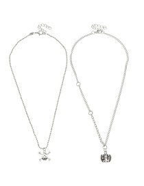 Fashion Silver Color Alloy Skull And Pumpkin Necklace Set