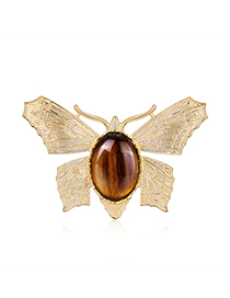 Fashion Gold Alloy Resin Butterfly Brooch
