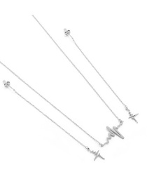 Fashion Steel Color Titanium Steel Electrocardiogram Necklace And Earring Set