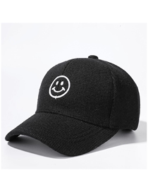 Fashion Black Smiley Embroidered Baseball Cap