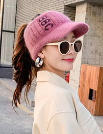 Fashion Leather Purple Letter Embroidery Empty Top Knitted Hat