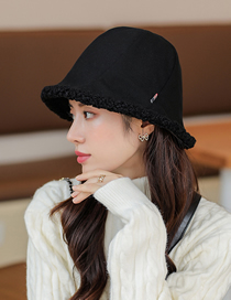 Fashion Black Fleece And Micro Pleated Fisherman Hat